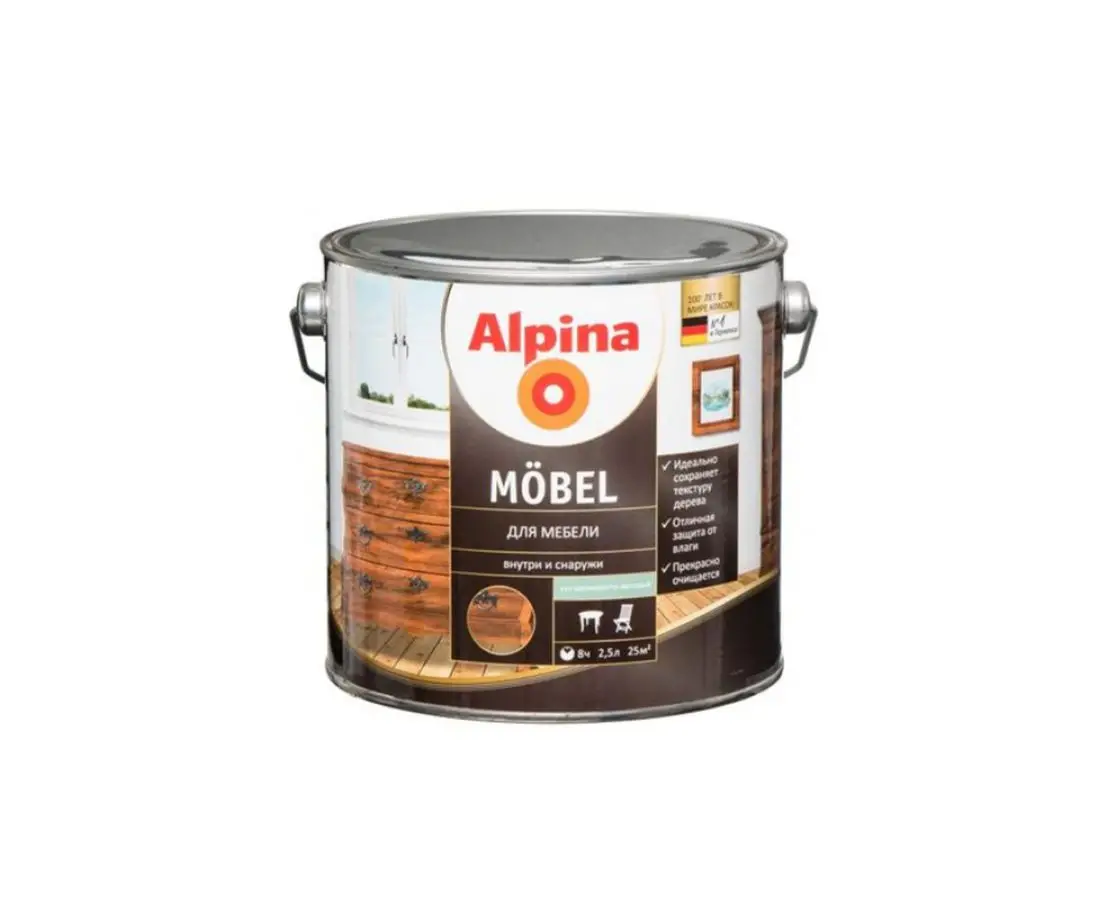 ავეჯის ლაქი ნახევრად გლუვი 2,5ლ ALPINA — ლაქი